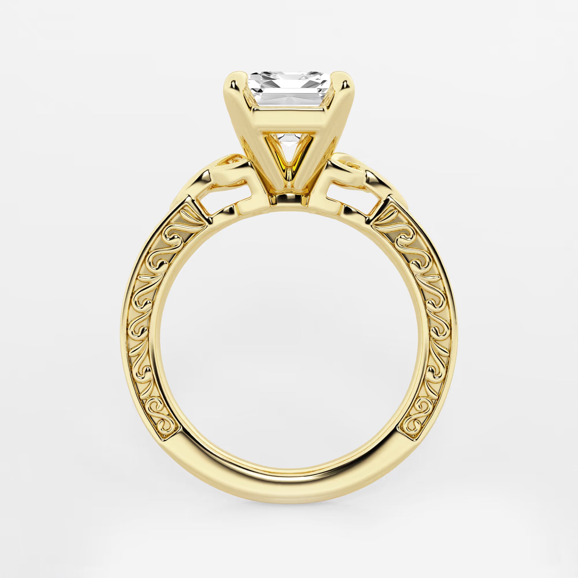 Emerald Cut Lab Diamond Vintage Engagement Ring