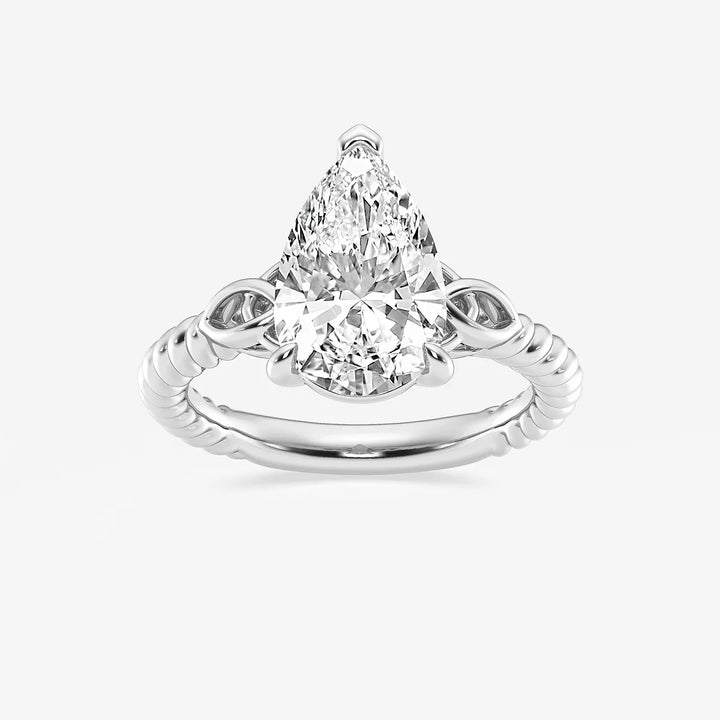 Pear Cut Lab Grown Diamond Engagement Ring Twisted Vine Infinity Side Detail Ring