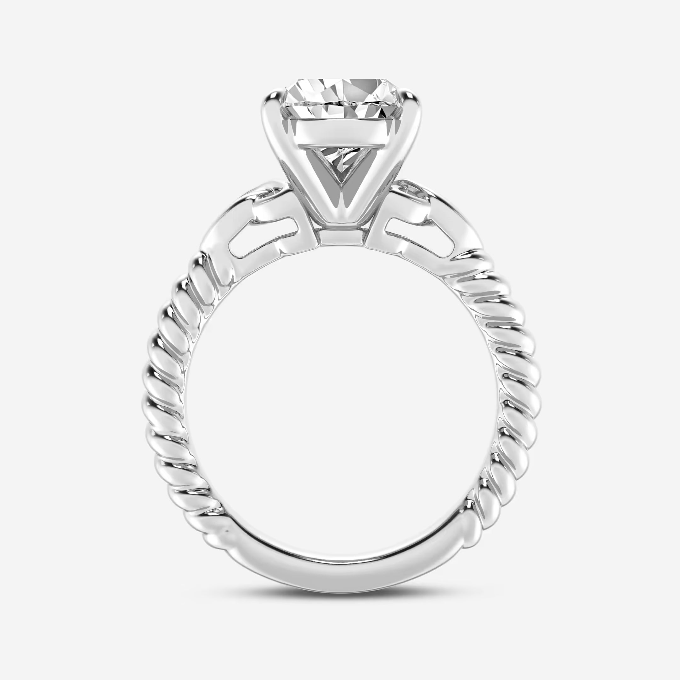 Pear Cut Lab Grown Diamond Engagement Ring Twisted Vine Infinity Side Detail Ring