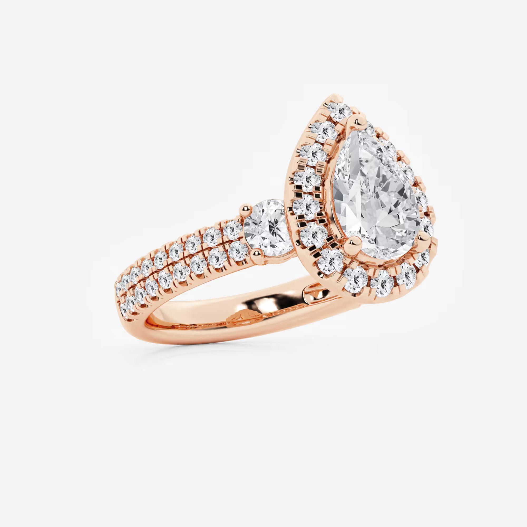 Pear Cut Lab Grown Diamond Engagement Ring,