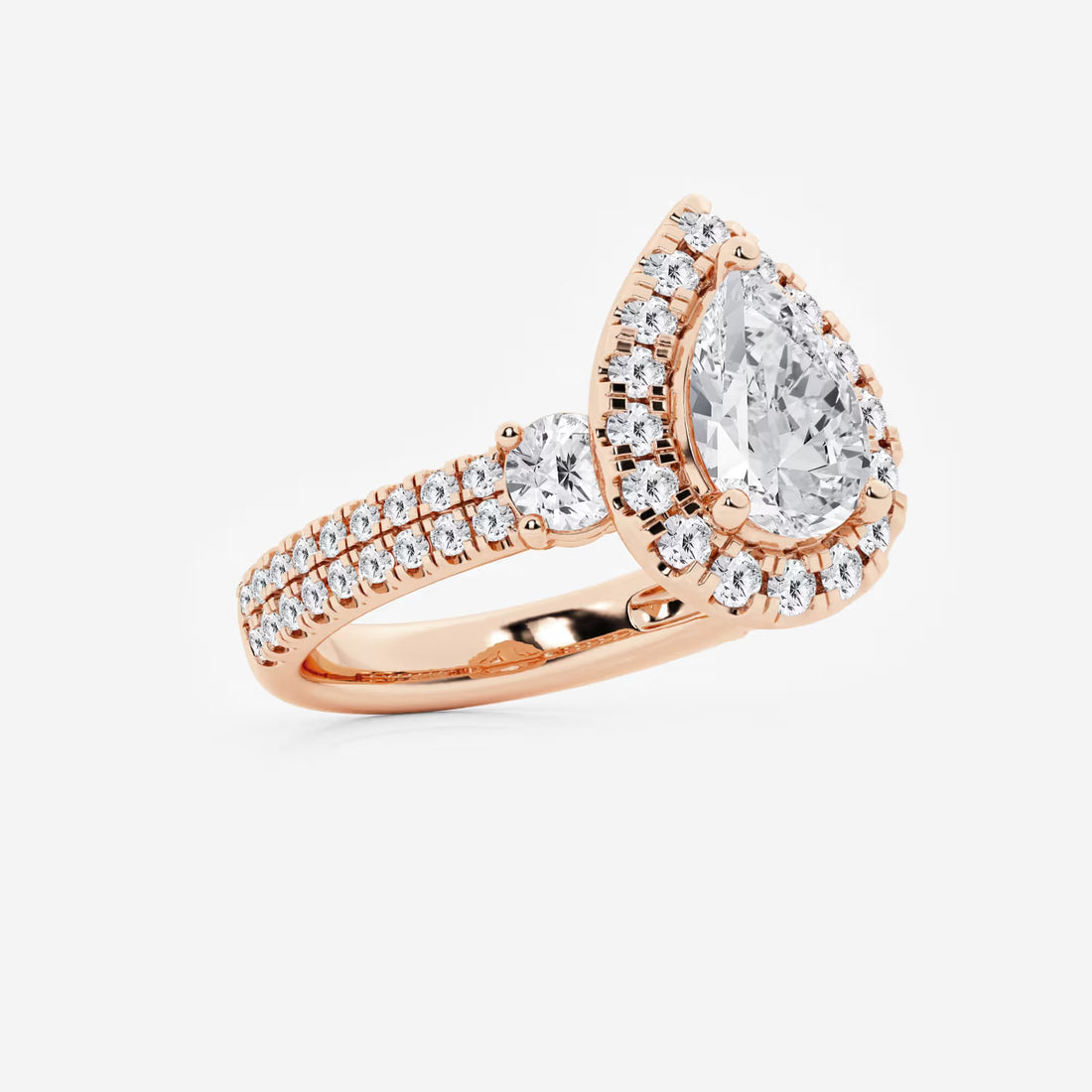 Pear Cut Lab Grown Diamond Engagement Ring,