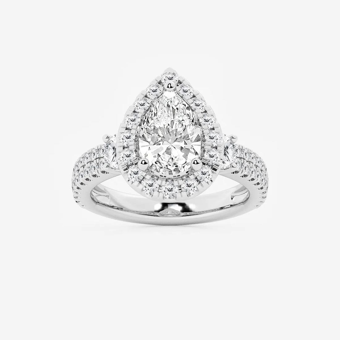 Pear Cut Lab Grown Diamond Engagement Ring,
