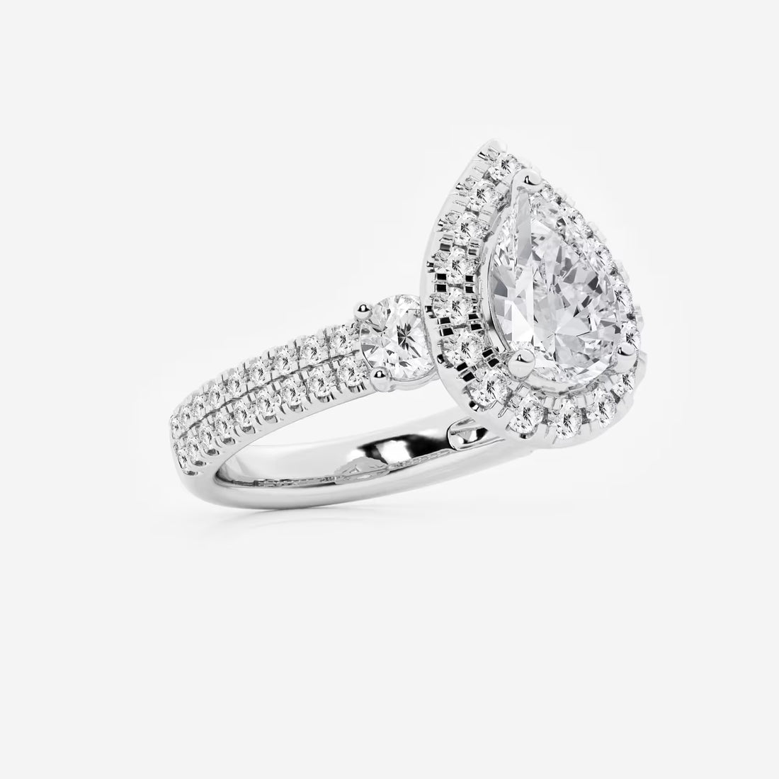 Pear Cut Lab Grown Diamond Engagement Ring,