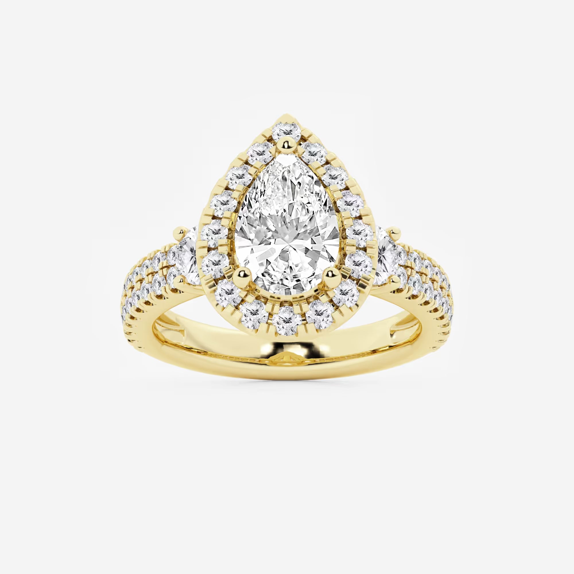 Pear Cut Lab Grown Diamond Engagement Ring,
