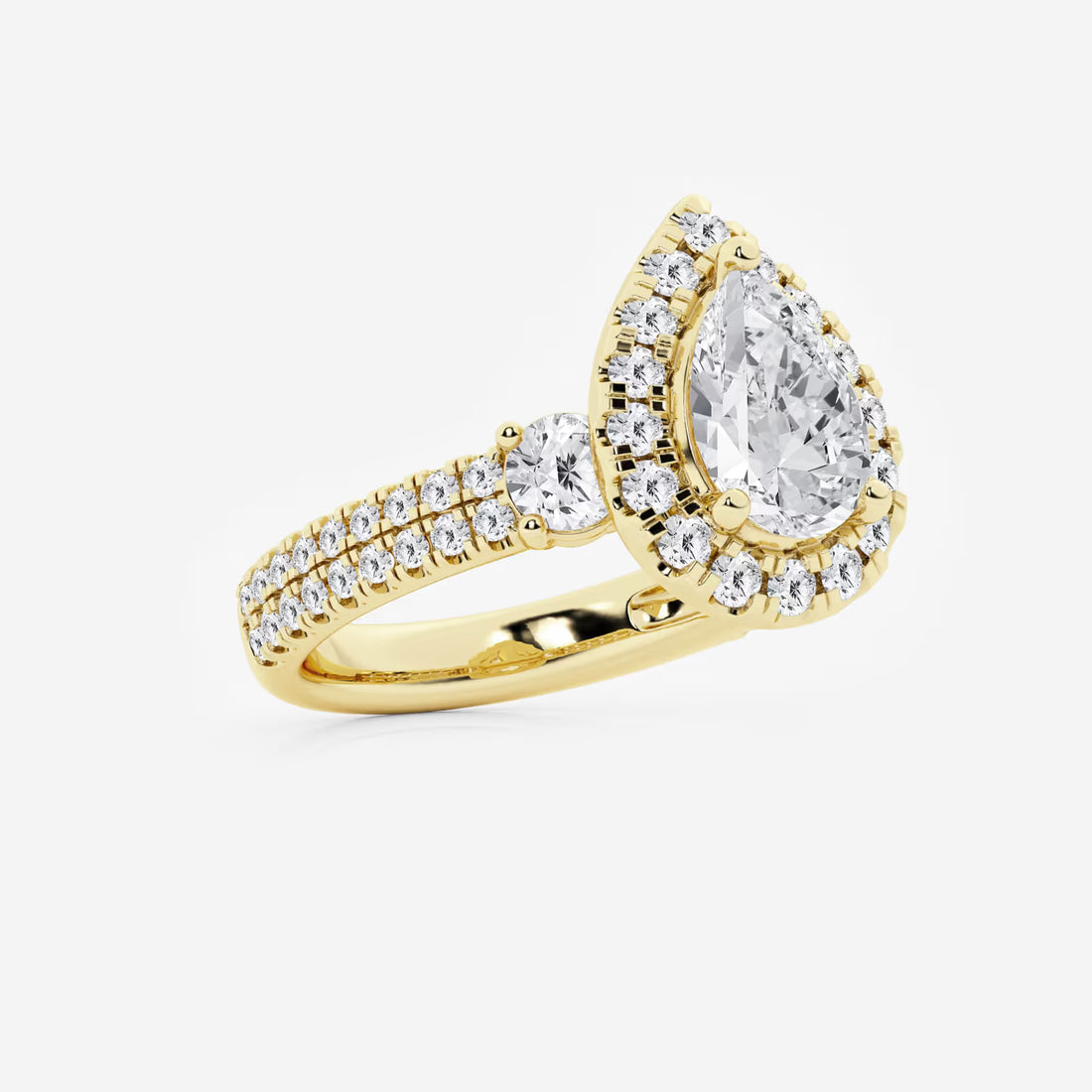 Pear Cut Lab Grown Diamond Engagement Ring,