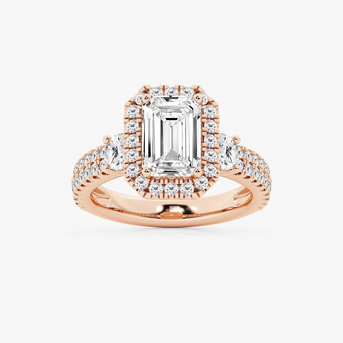Emerald Cut Lab Diamond Halo Engagement Ring