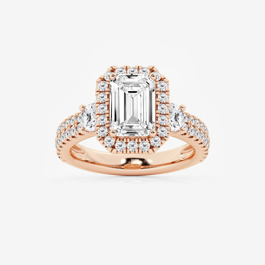 Emerald Cut Lab Diamond Halo Engagement Ring