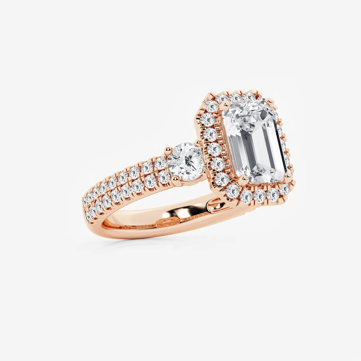 Emerald Cut Lab Diamond Halo Engagement Ring
