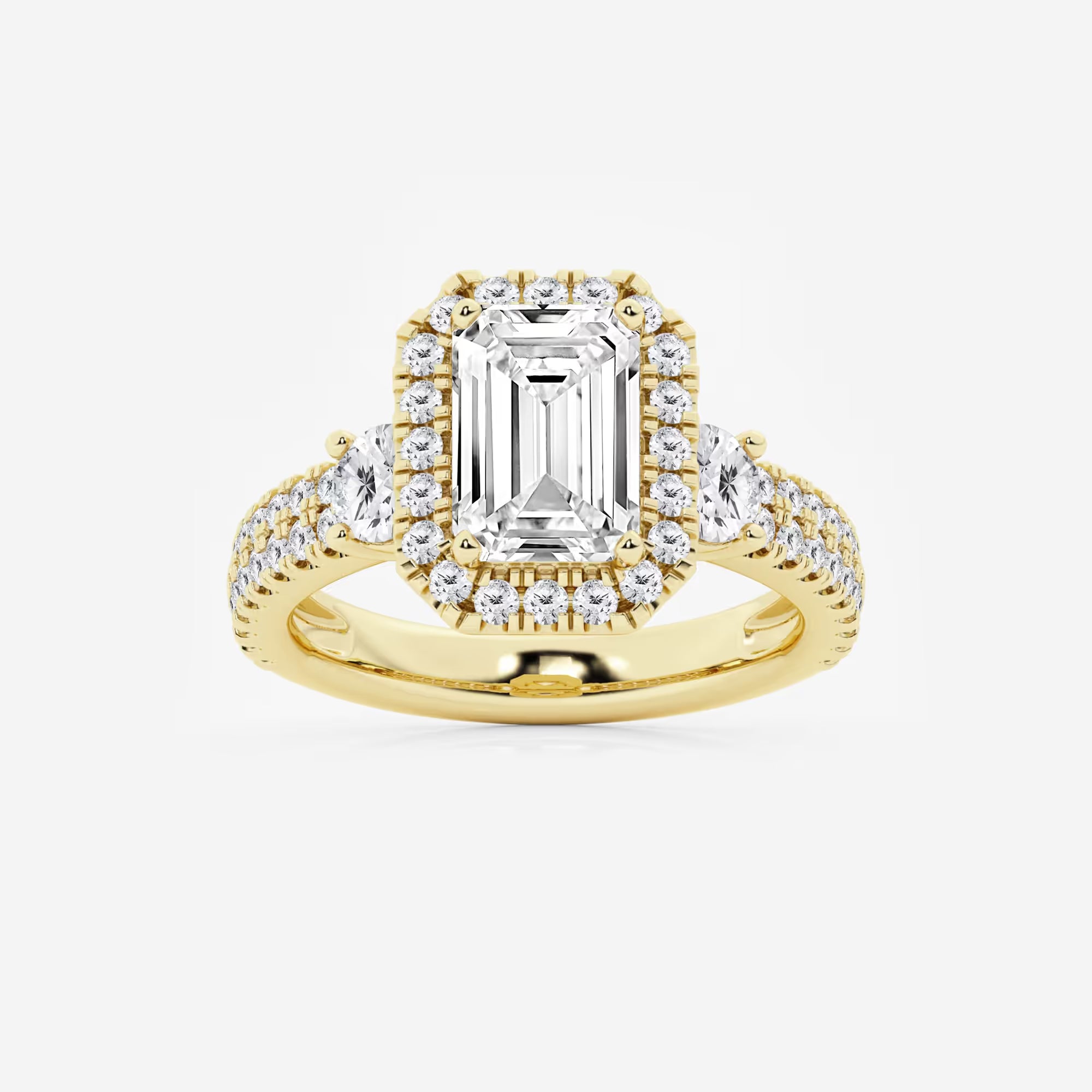 Emerald Cut Lab Diamond Halo Engagement Ring