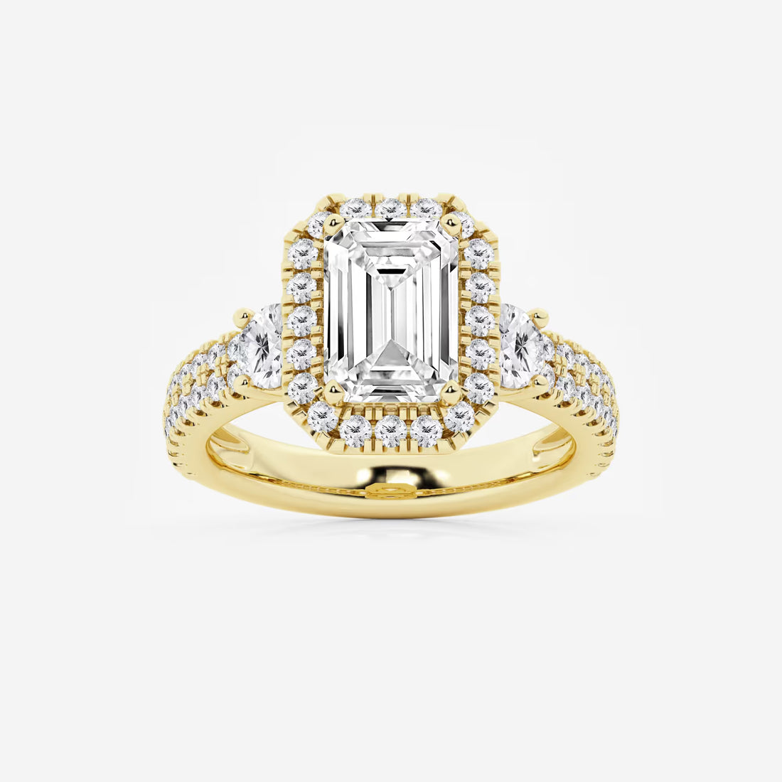 Emerald Cut Lab Diamond Halo Engagement Ring