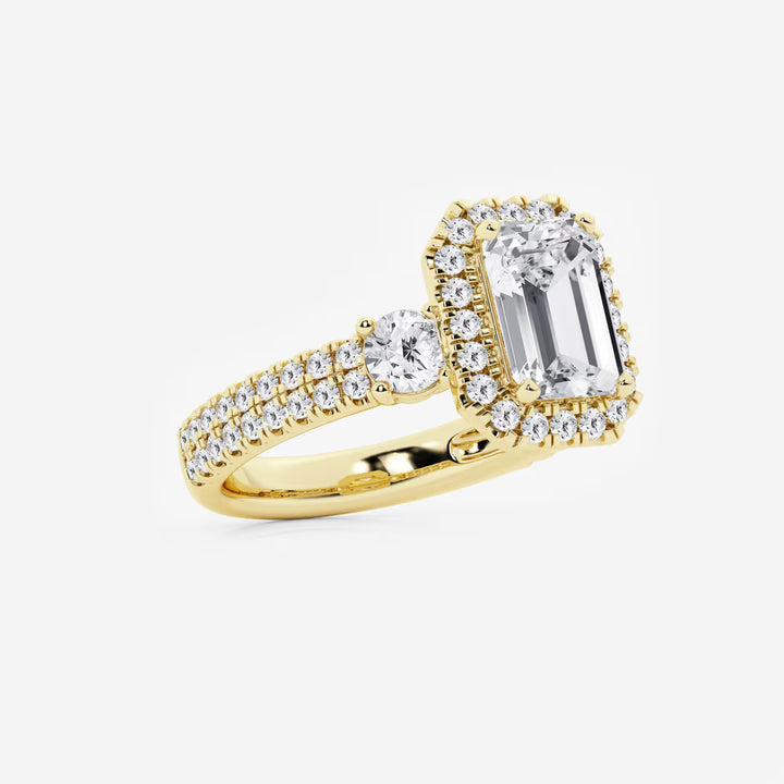 Emerald Cut Lab Diamond Halo Engagement Ring