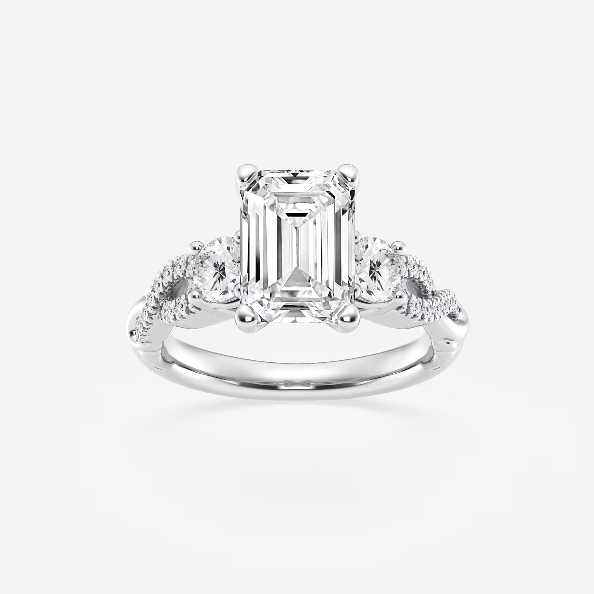 Emerald Cut Lab Diamond Three Stone Ring