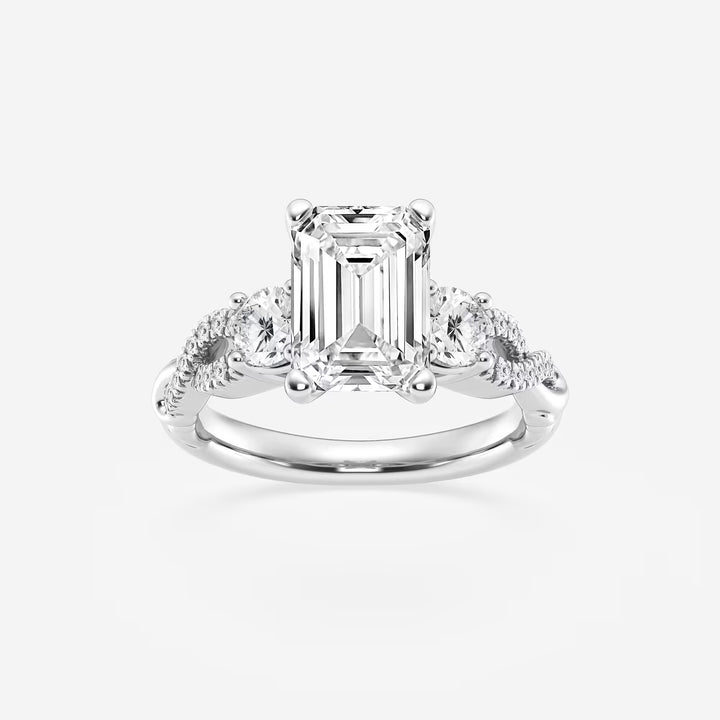 Emerald Cut Lab Diamond Three Stone Ring