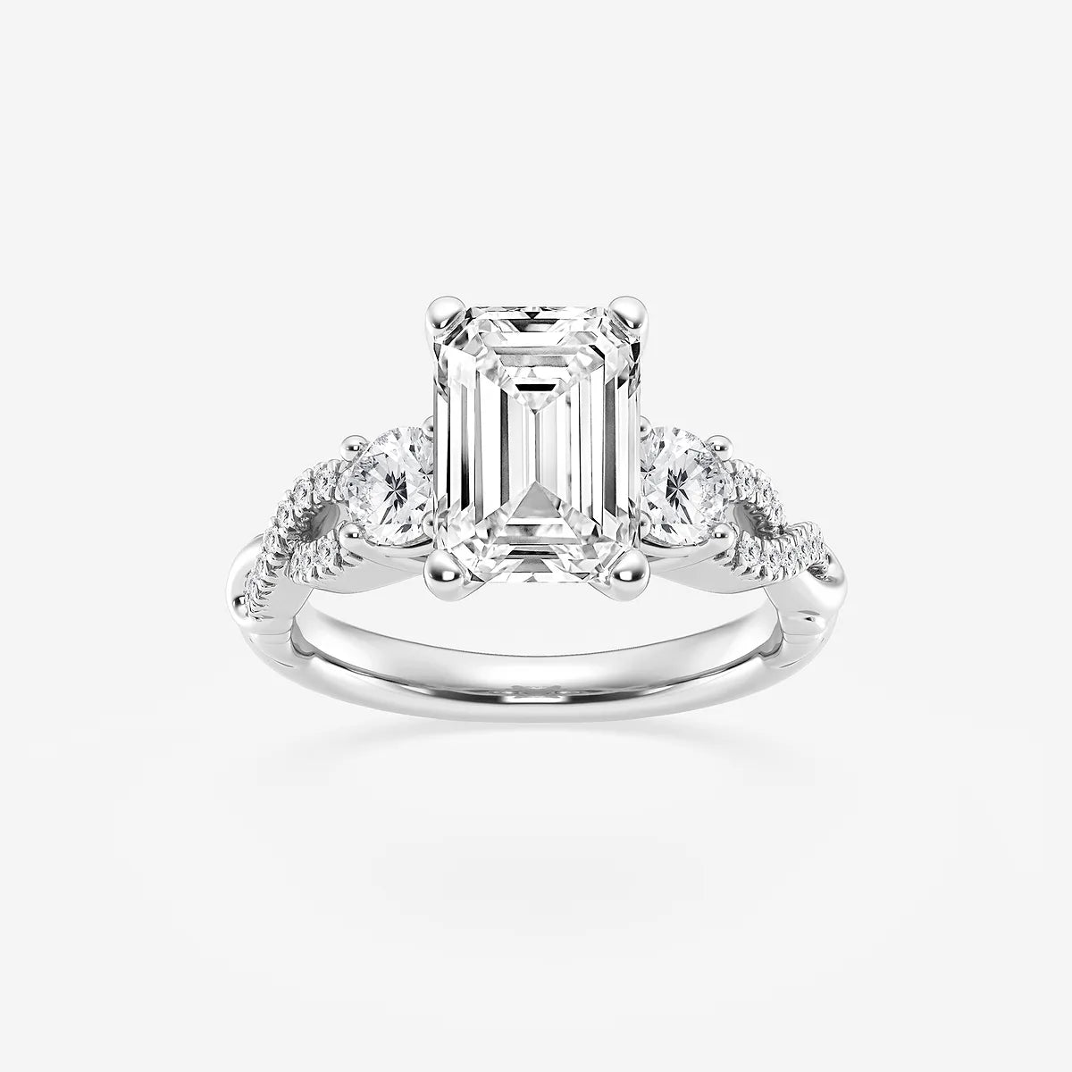 Emerald Cut Lab Diamond Three Stone Ring