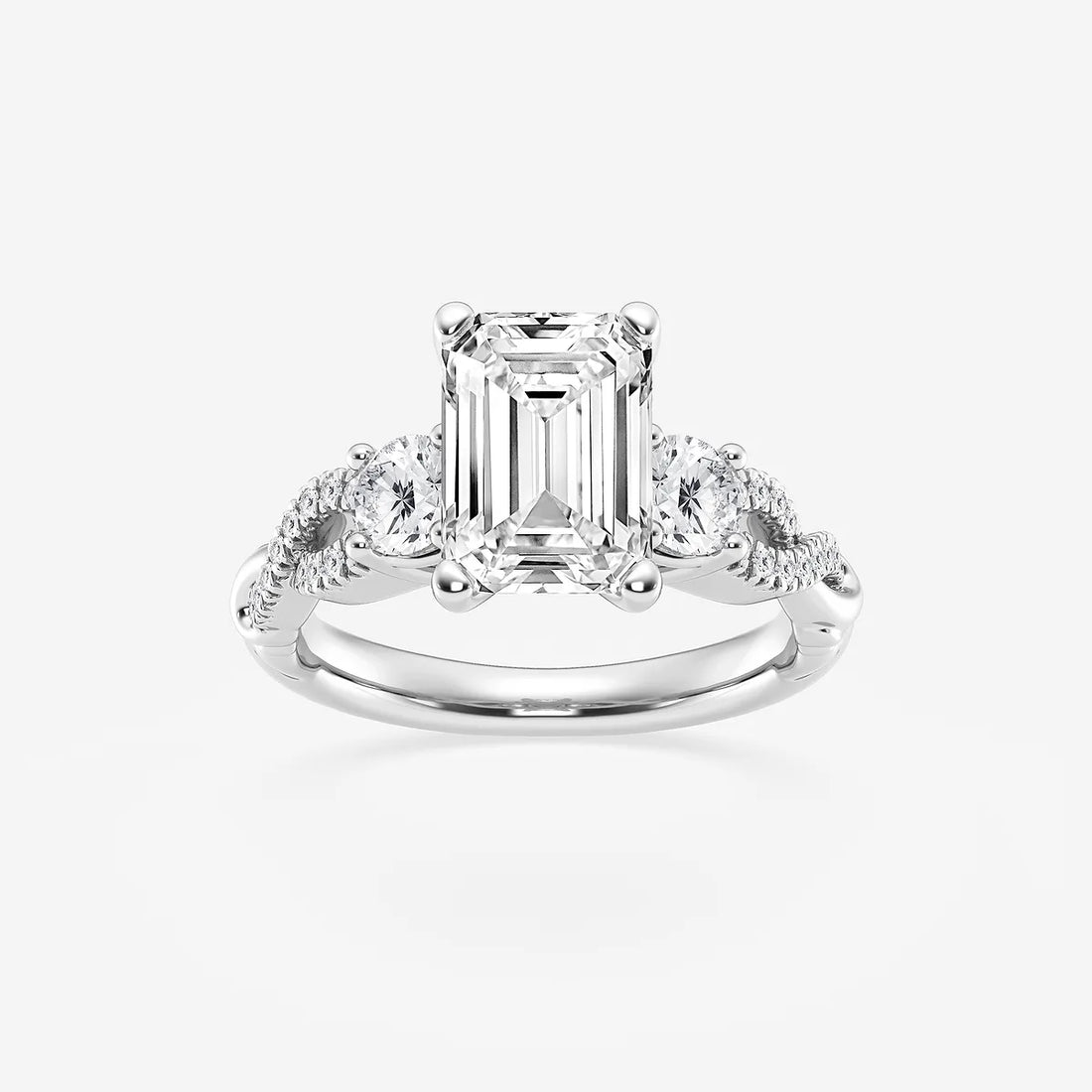Emerald Cut Lab Diamond Three Stone Ring