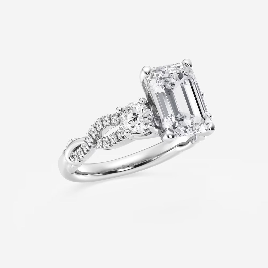 Emerald Cut Lab Diamond Three Stone Ring