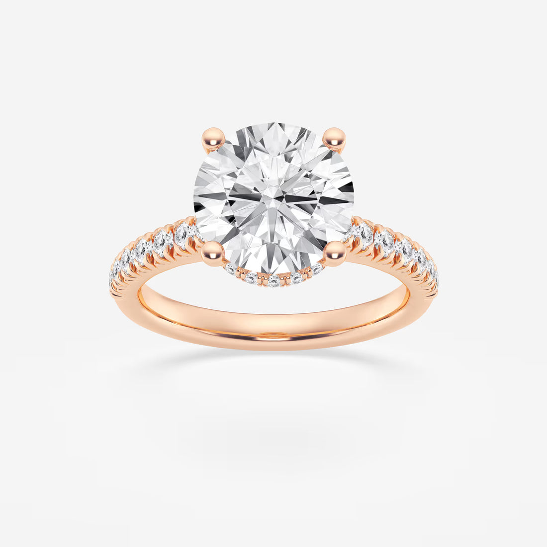 Round Brilliant Lab Diamond Solitaire Ring with a Secret Diamond Basket