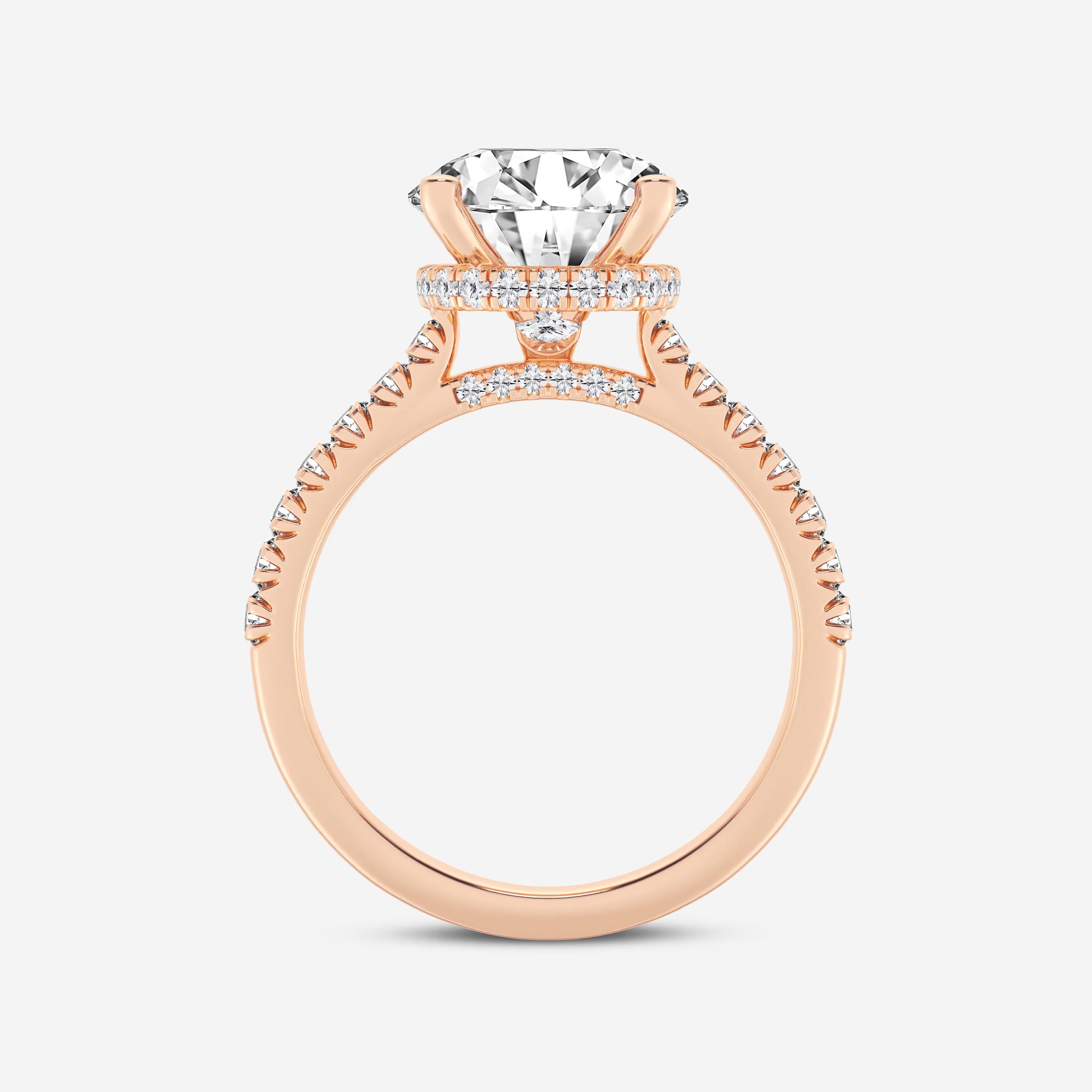 Round Brilliant Lab Diamond Solitaire Ring with a Secret Diamond Basket