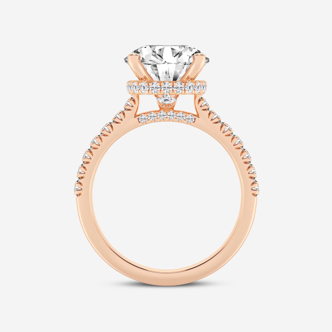 Round Brilliant Lab Diamond Solitaire Ring with a Secret Diamond Basket