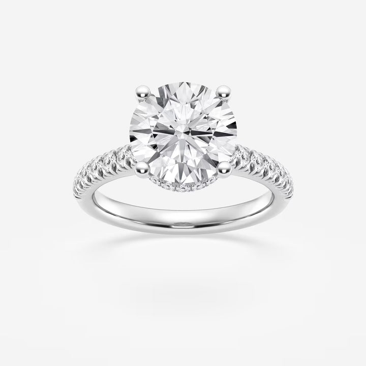 Round Brilliant Lab Diamond Solitaire Ring with a Secret Diamond Basket
