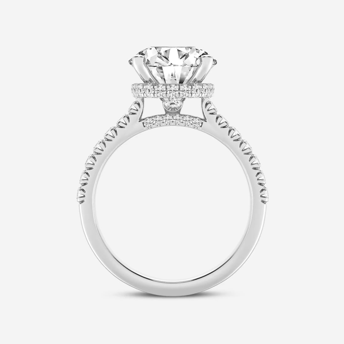 Round Brilliant Lab Diamond Solitaire Ring with a Secret Diamond Basket