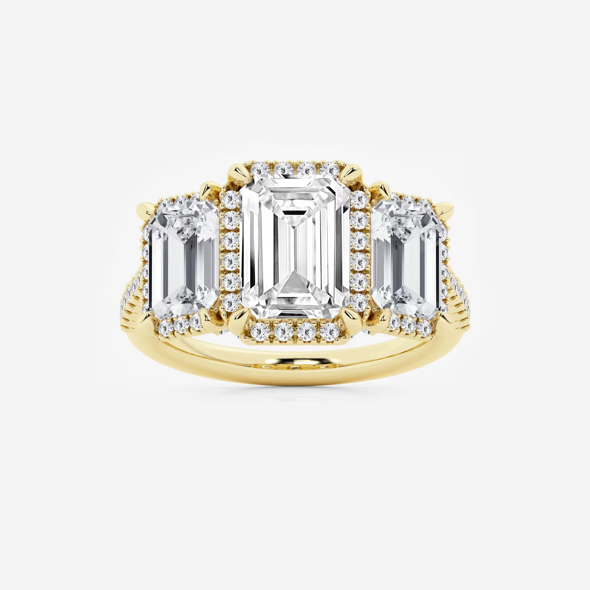 Emerald Cut Lab Diamond Three Stone Ring