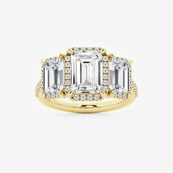 Emerald Cut Lab Diamond Three Stone Ring