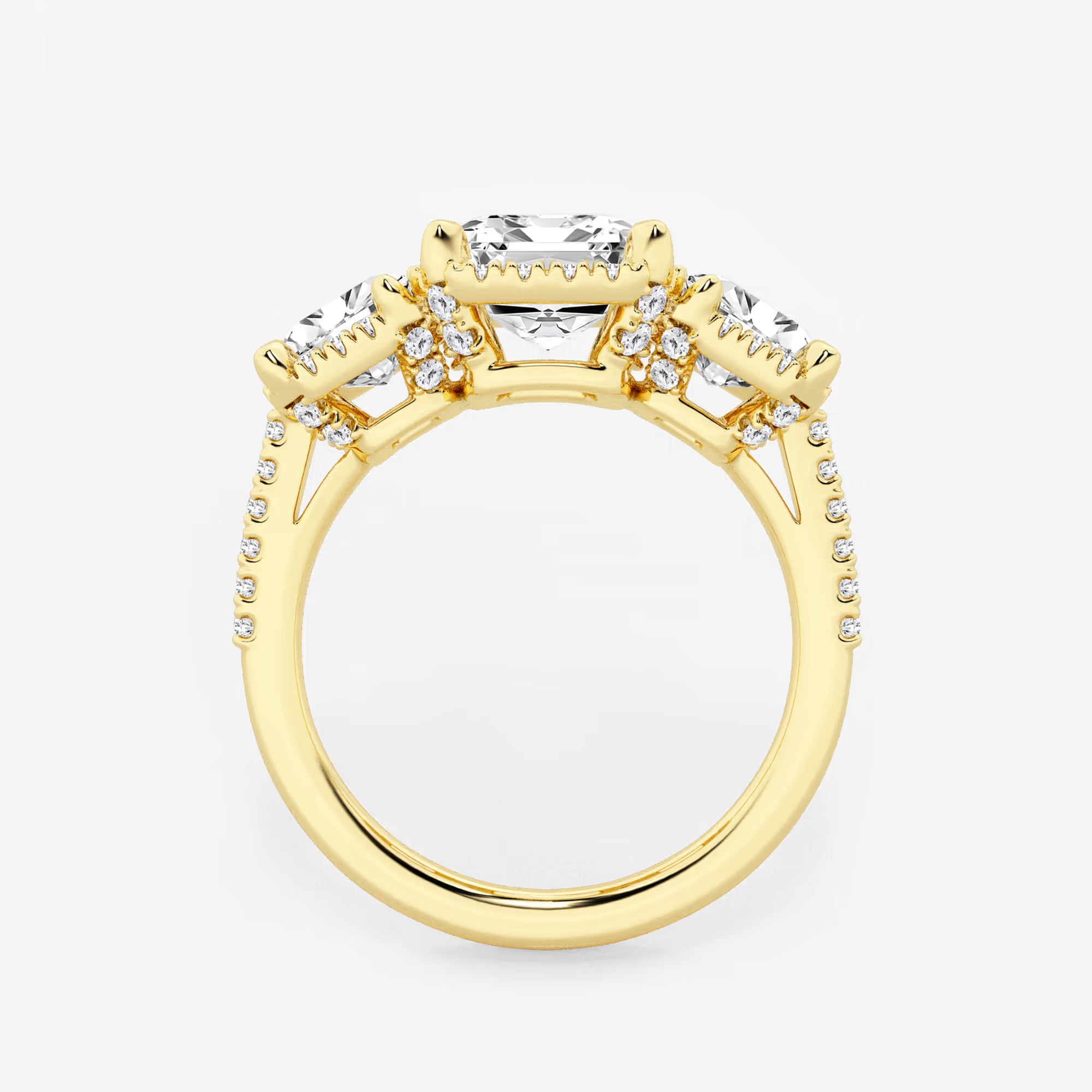 Emerald Cut Lab Diamond Three Stone Ring