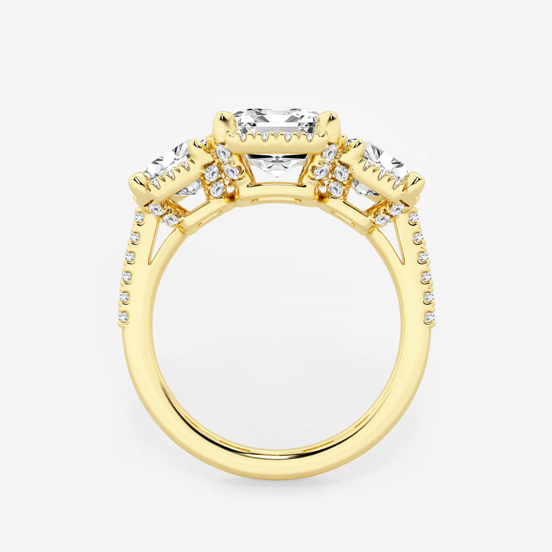 Emerald Cut Lab Diamond Three Stone Ring