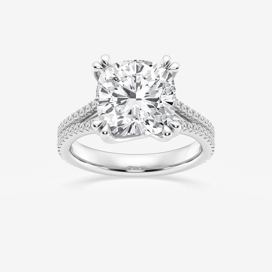 Cushion Cut Lab Grown Diamond Hidden Halo Engagement Ring
