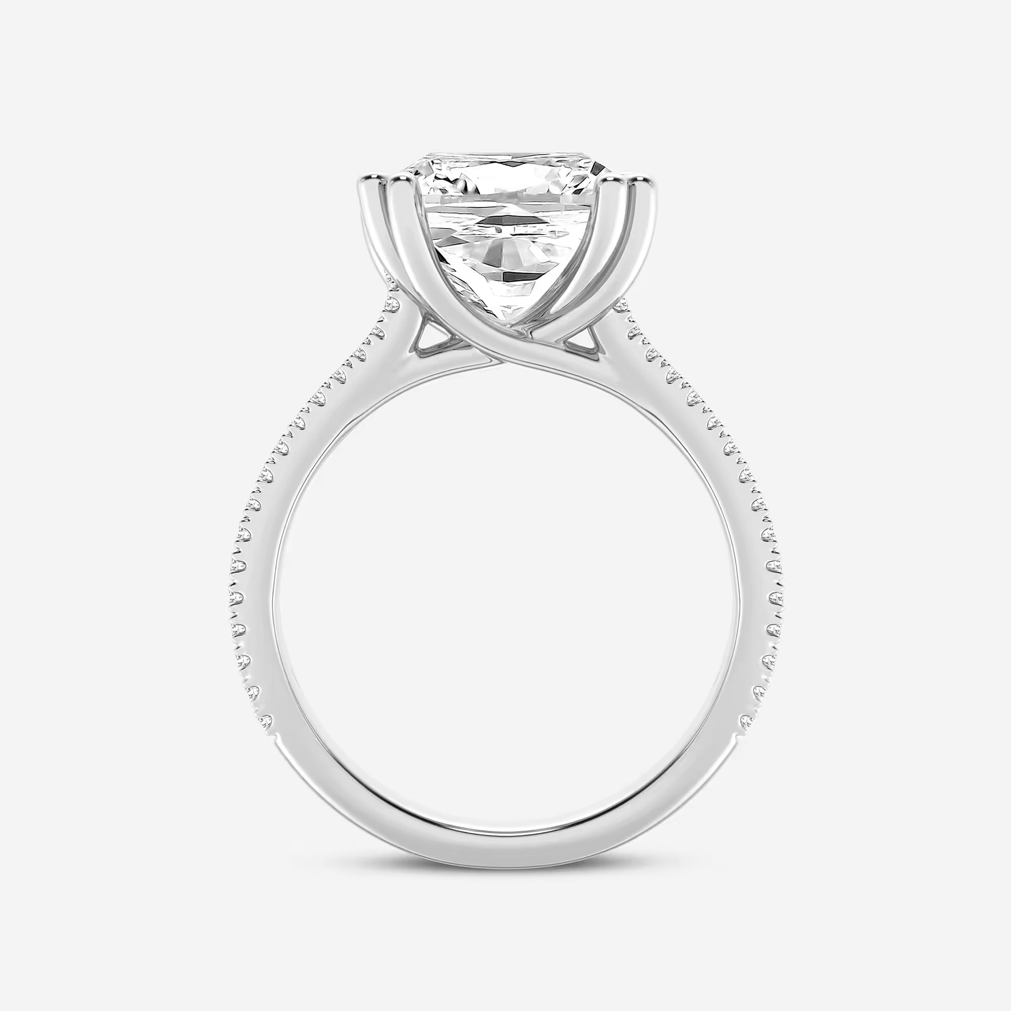 Cushion Cut Lab Grown Diamond Hidden Halo Engagement Ring