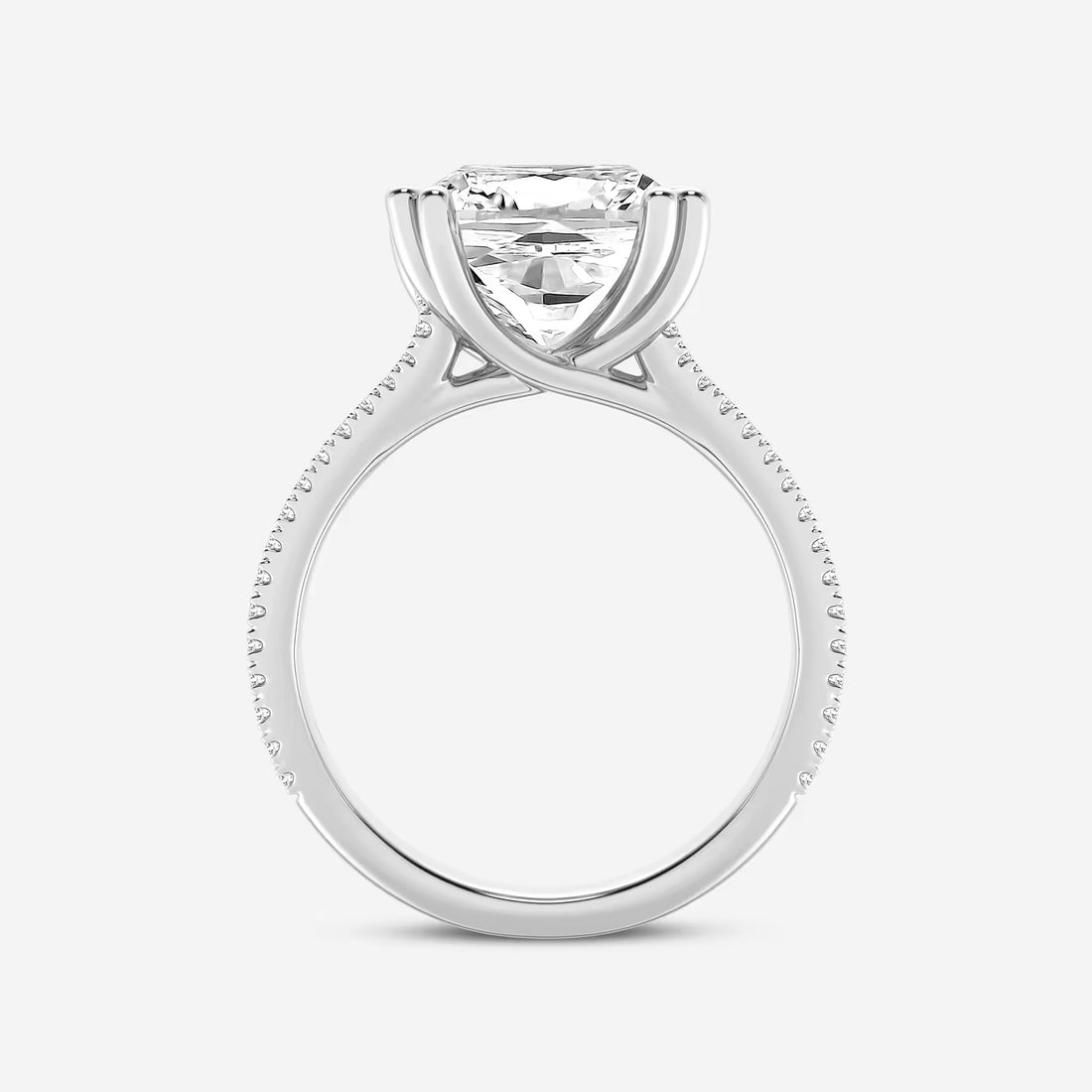Cushion Cut Lab Grown Diamond Hidden Halo Engagement Ring