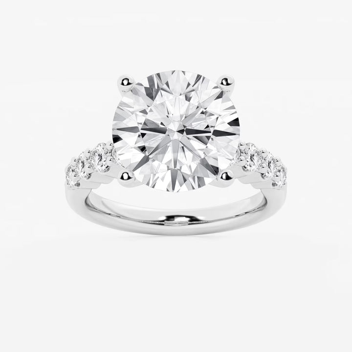 Round Cut Lab Grown Diamond Engagement Ring, Large Round Brilliant Diamond Ring