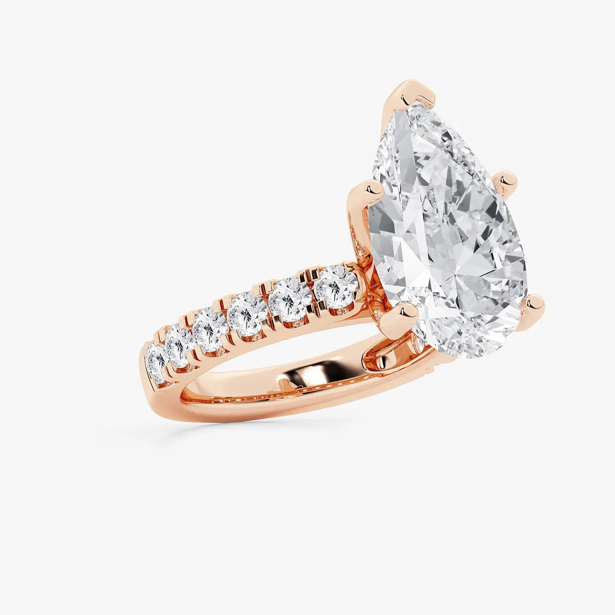 Pear Cut Lab Grown Diamond Engagement Ring  Large Pear Shape Diamond Ring