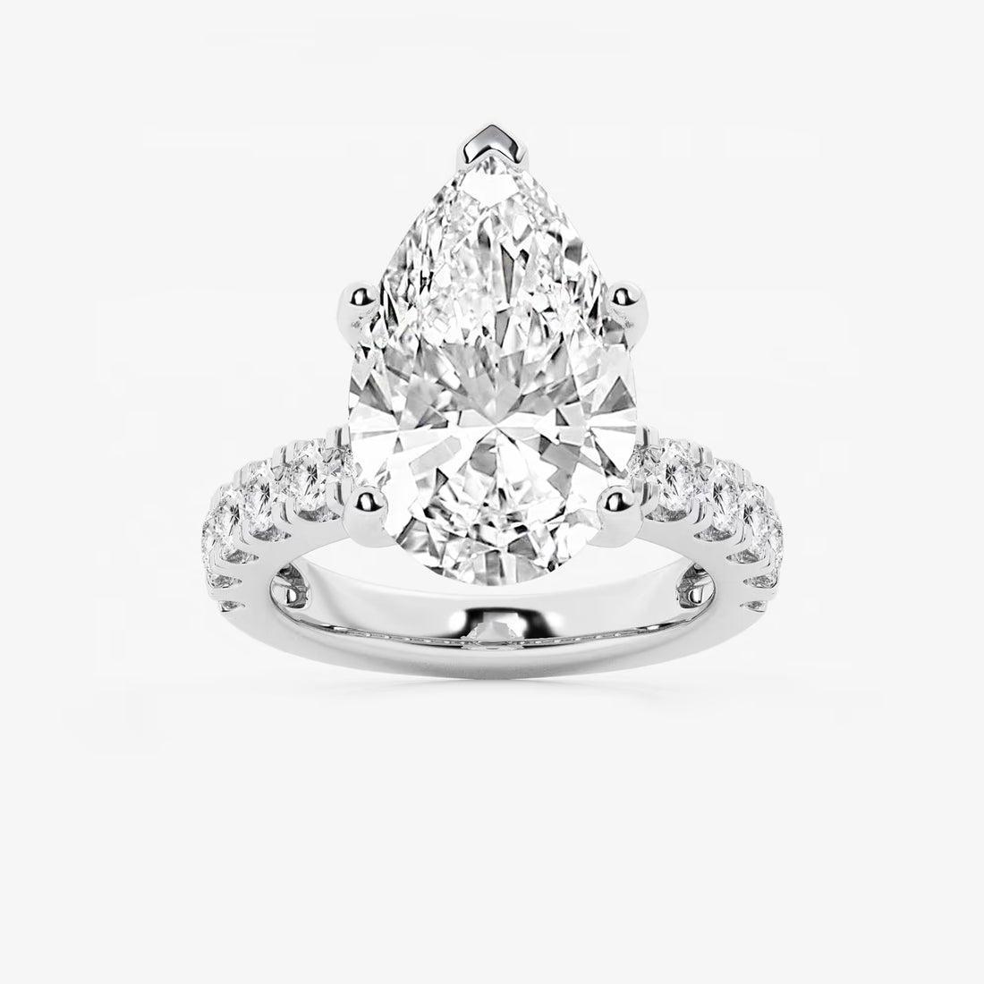 Pear Cut Lab Grown Diamond Engagement Ring  Large Pear Shape Diamond Ring