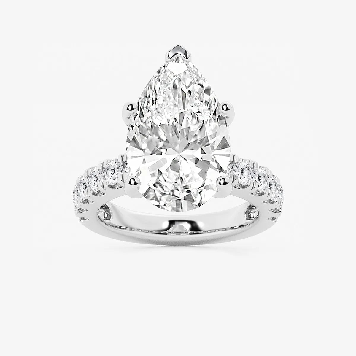 Pear Cut Lab Grown Diamond Engagement Ring  Large Pear Shape Diamond Ring