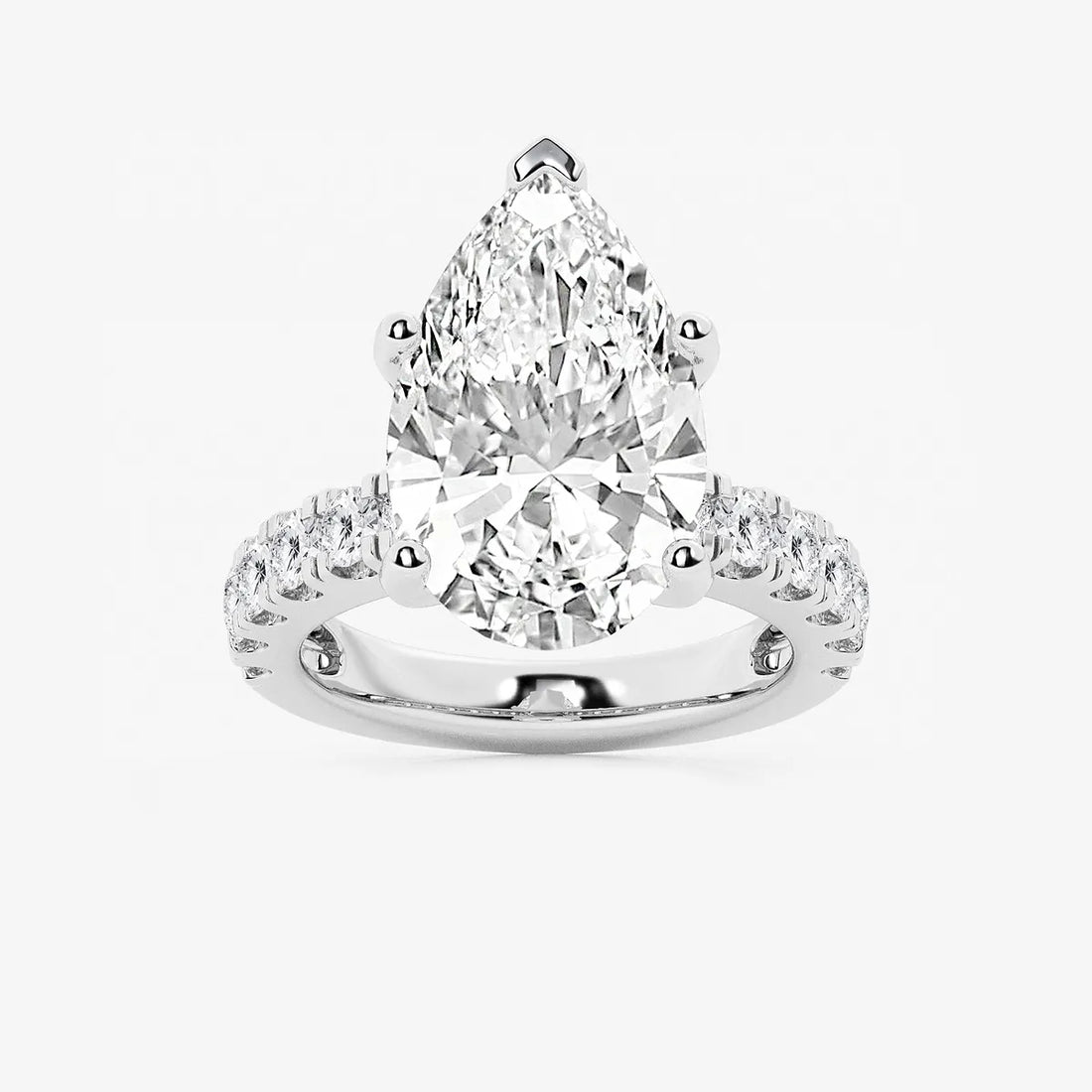 Pear Cut Lab Grown Diamond Engagement Ring  Large Pear Shape Diamond Ring