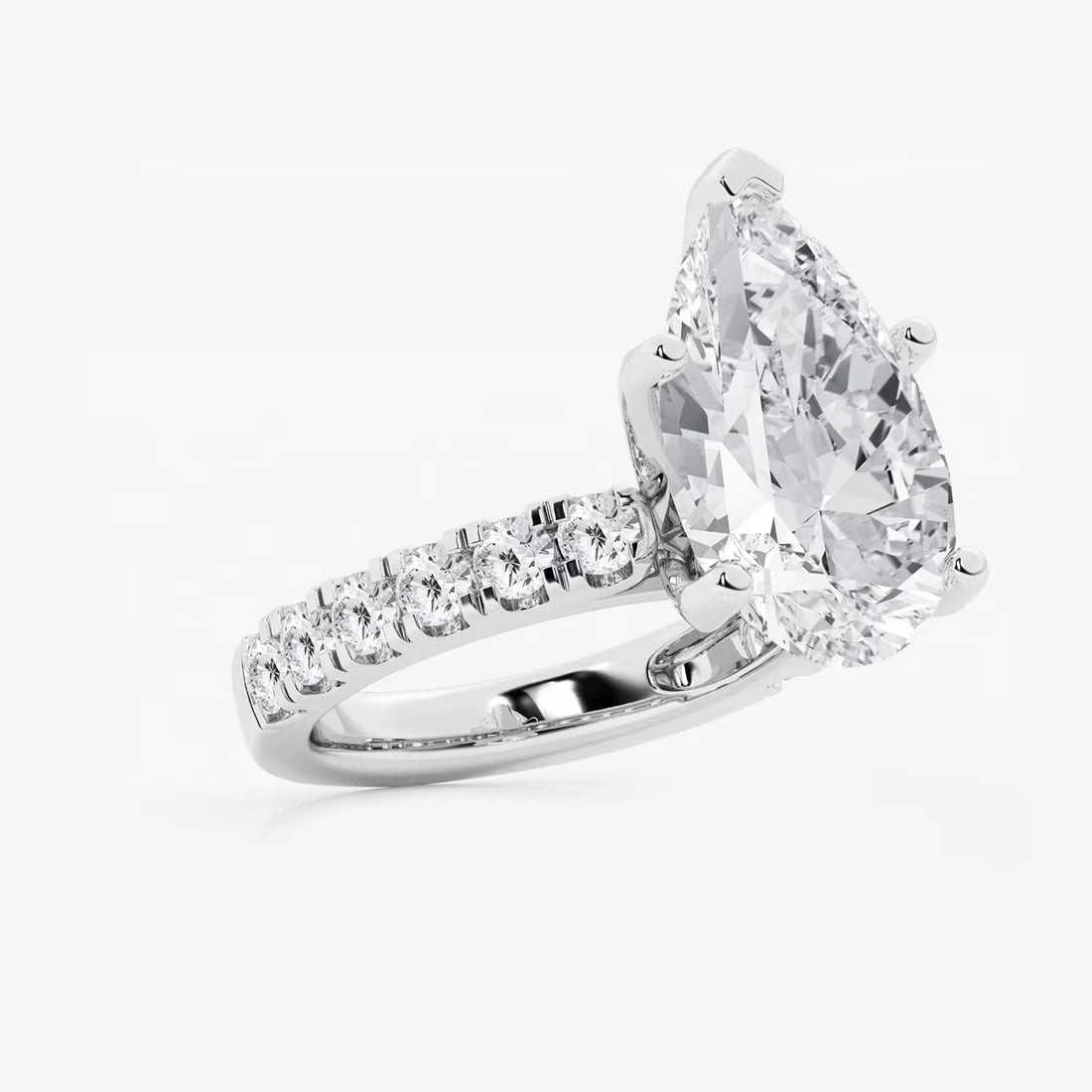 Pear Cut Lab Grown Diamond Engagement Ring  Large Pear Shape Diamond Ring