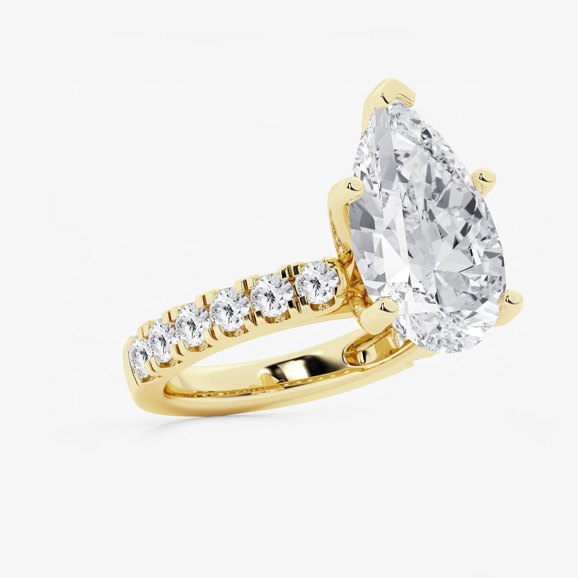 Pear Cut Lab Grown Diamond Engagement Ring  Large Pear Shape Diamond Ring
