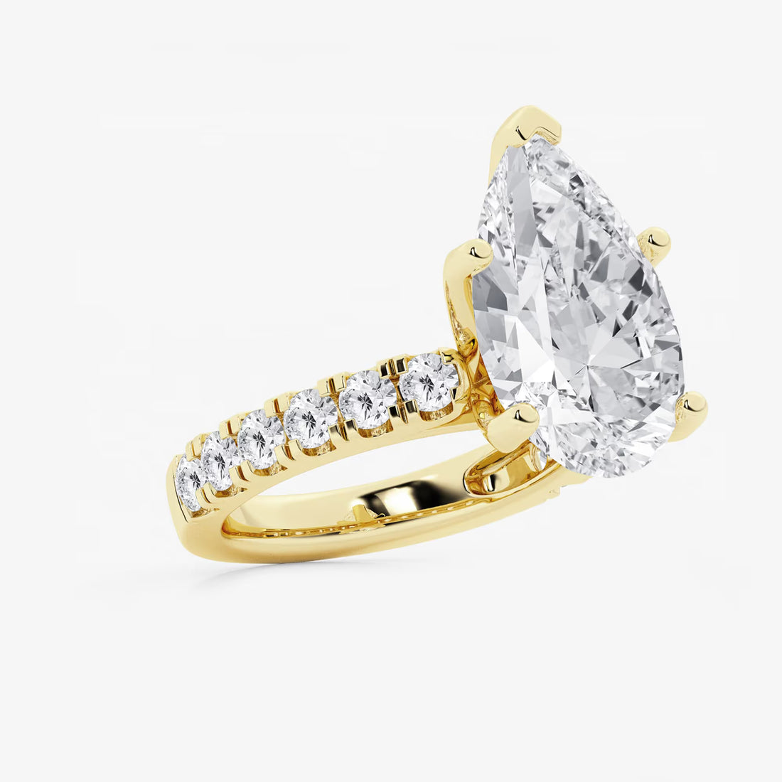 Pear Cut Lab Grown Diamond Engagement Ring  Large Pear Shape Diamond Ring