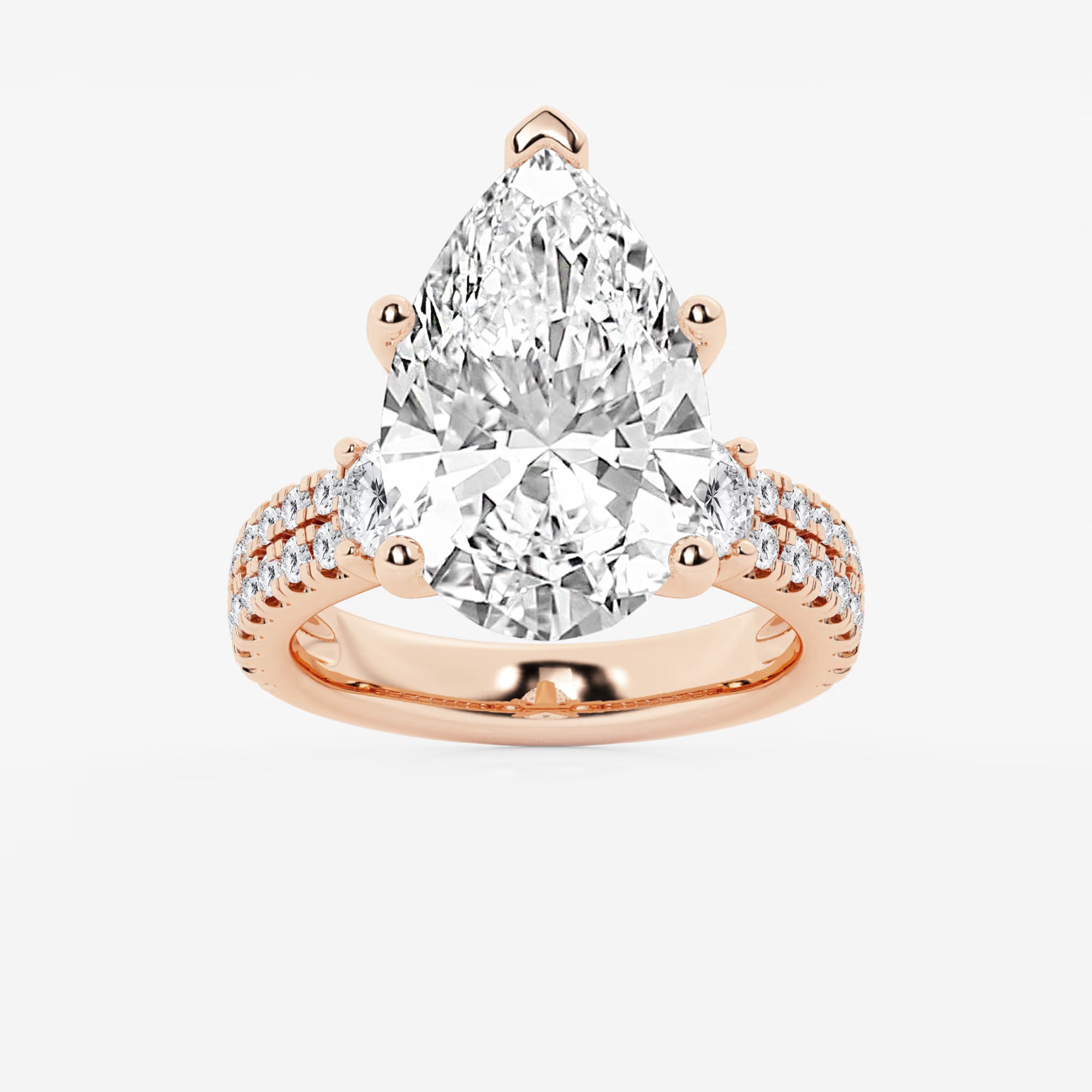 Pear Cut Lab Grown Diamond Engagement Ring  Large Pear Shape Diamond Ring