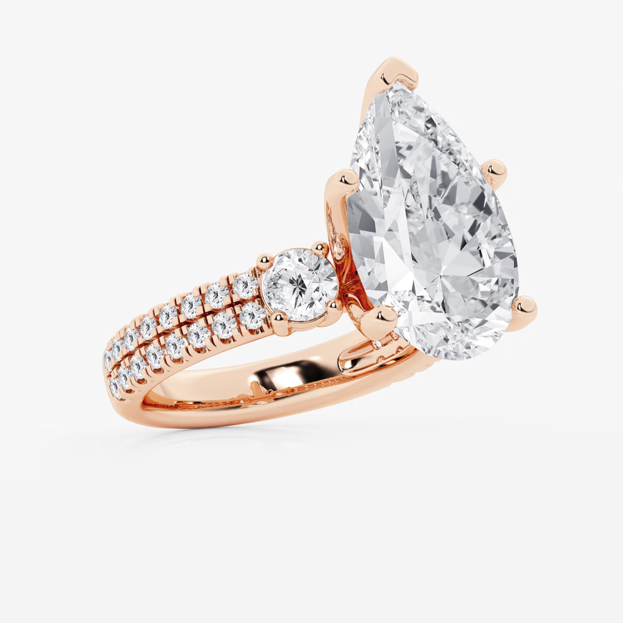 Pear Cut Lab Grown Diamond Engagement Ring  Large Pear Shape Diamond Ring