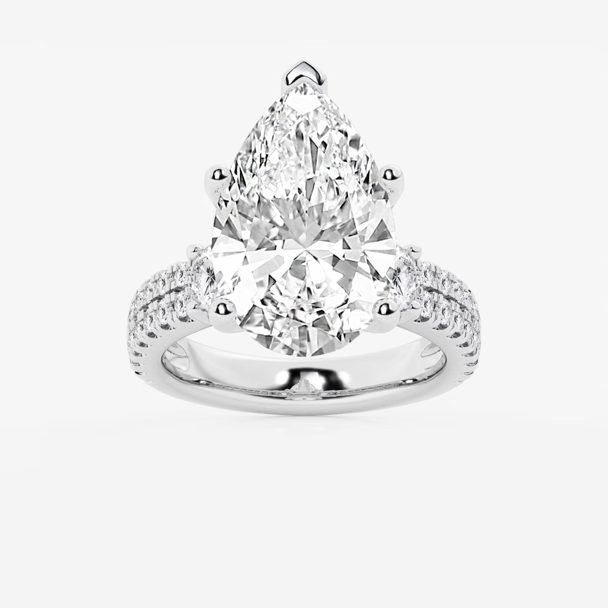 Pear Cut Lab Grown Diamond Engagement Ring  Large Pear Shape Diamond Ring