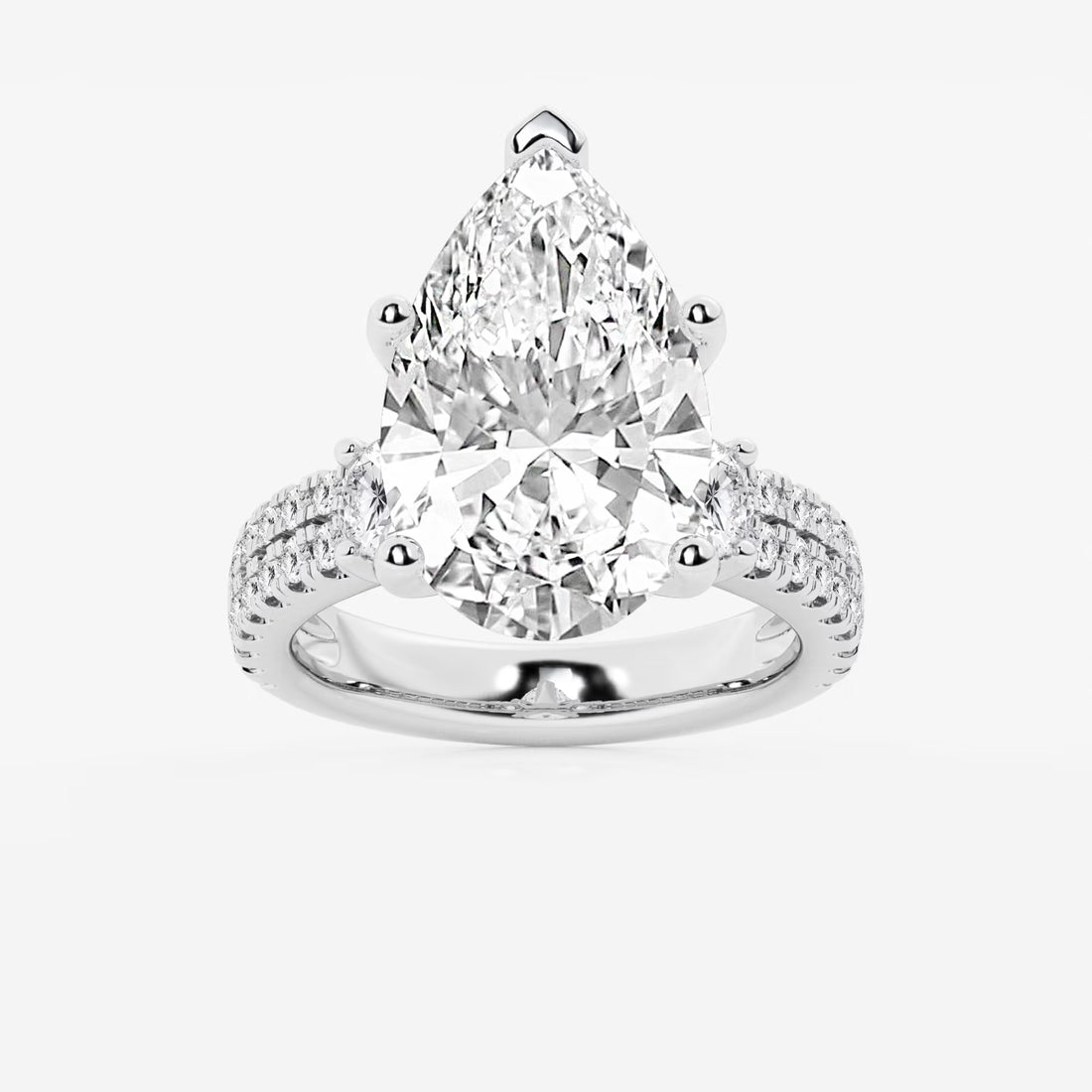 Pear Cut Lab Grown Diamond Engagement Ring  Large Pear Shape Diamond Ring