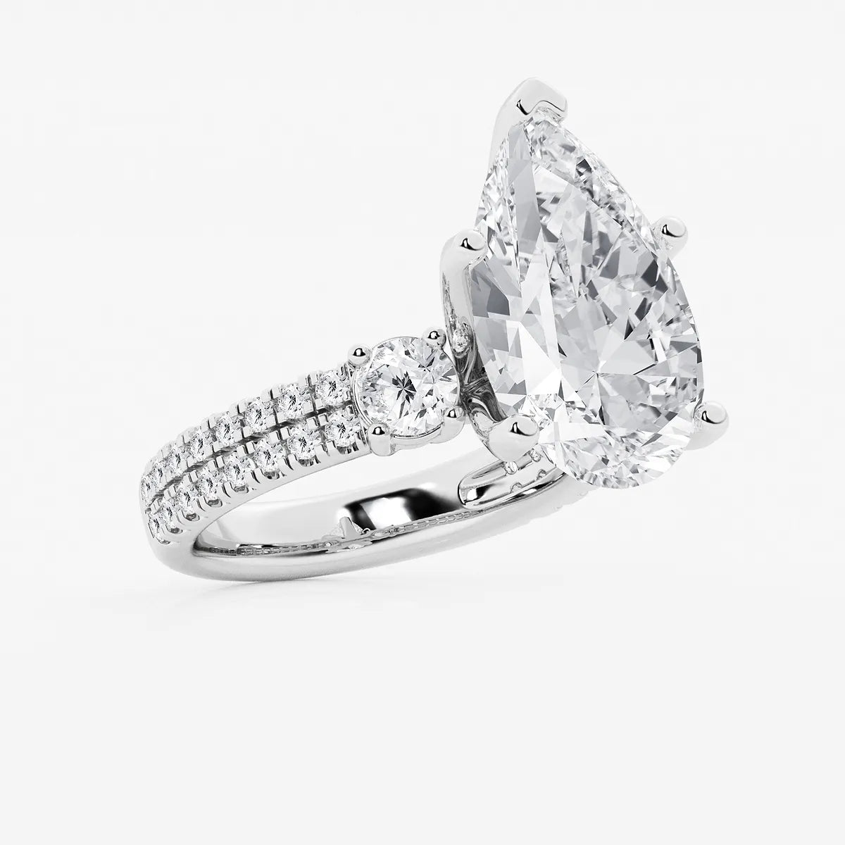 Pear Cut Lab Grown Diamond Engagement Ring  Large Pear Shape Diamond Ring
