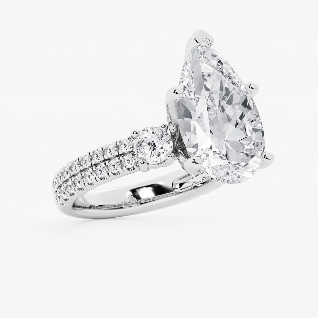 Pear Cut Lab Grown Diamond Engagement Ring  Large Pear Shape Diamond Ring