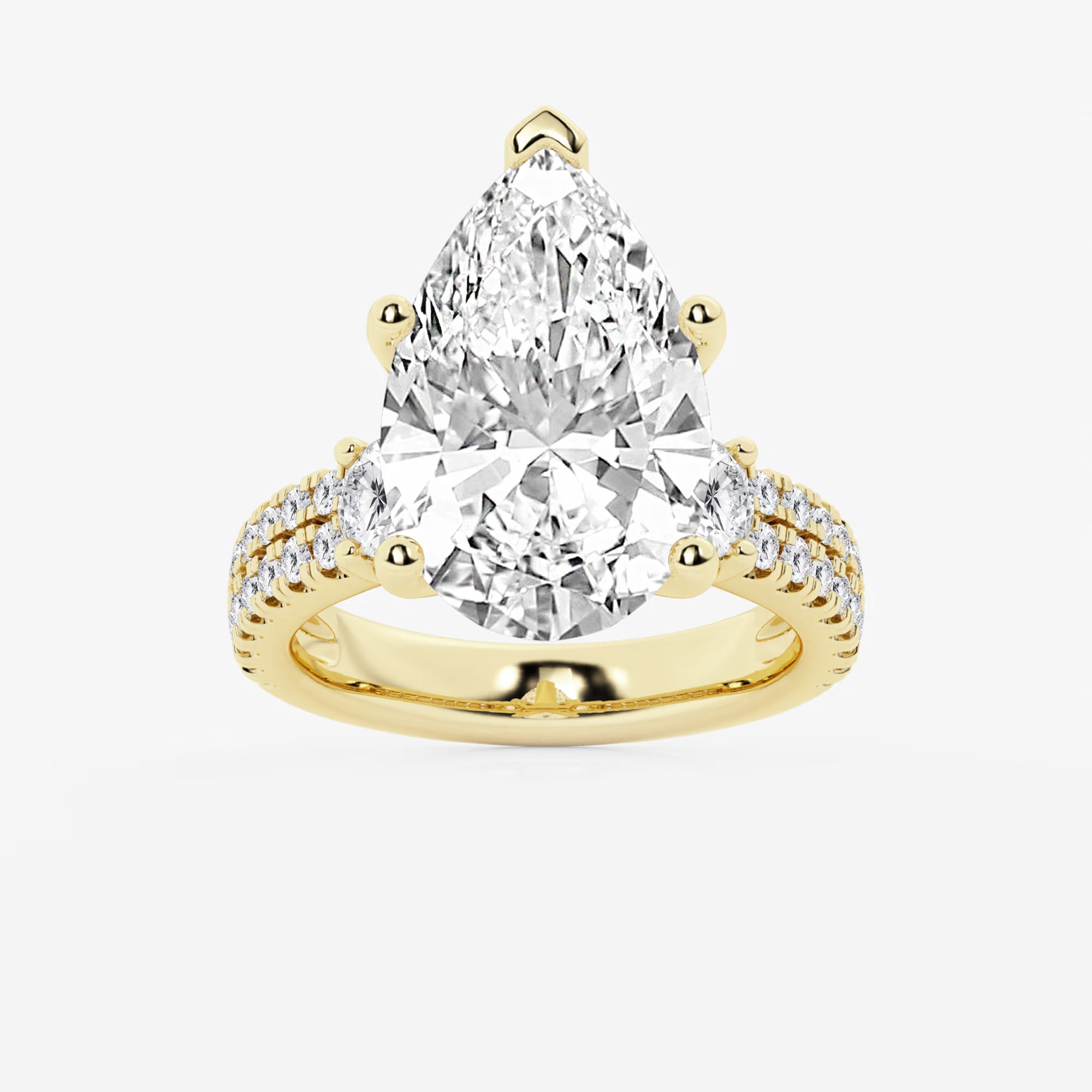 Pear Cut Lab Grown Diamond Engagement Ring  Large Pear Shape Diamond Ring