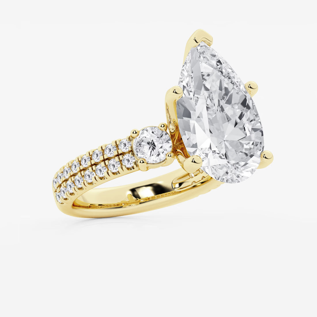 Pear Cut Lab Grown Diamond Engagement Ring  Large Pear Shape Diamond Ring