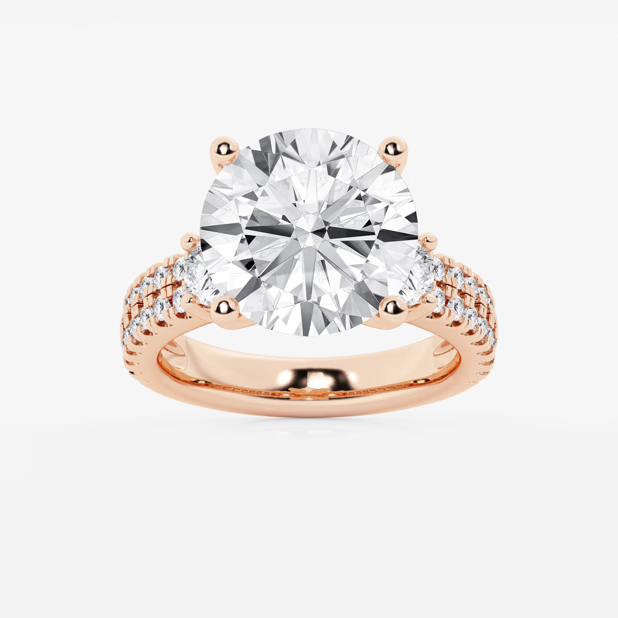 Pavé Eternity Bridal Set in White Gold with Round Brilliant Center Stone