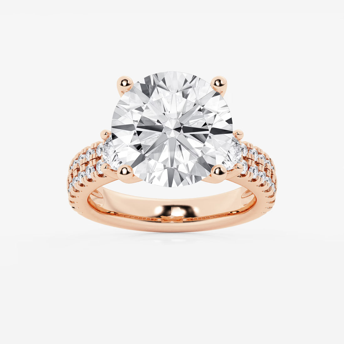 Pavé Eternity Bridal Set in White Gold with Round Brilliant Center Stone